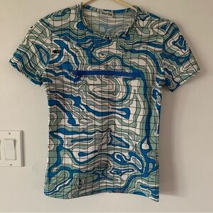 Rosa Cha Blue Top with Zipper Women’s Small S Marble Swirl